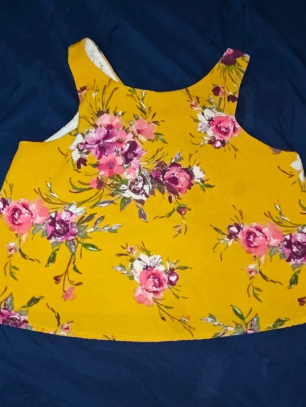 Lilt Girls Yellow Floral 2pc Set Sleeveless Top With Lace Back & Shorts